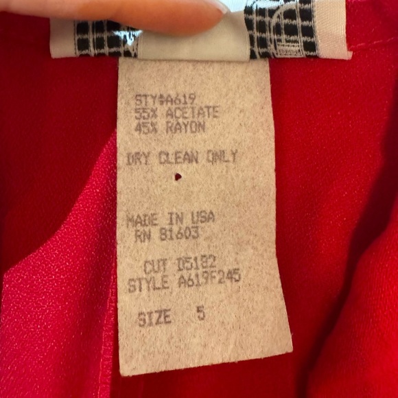 Vintage La Belle Red Sleeveless Button Front Midi Dress - Size 5 - Made in USA - Picture 8 of 8